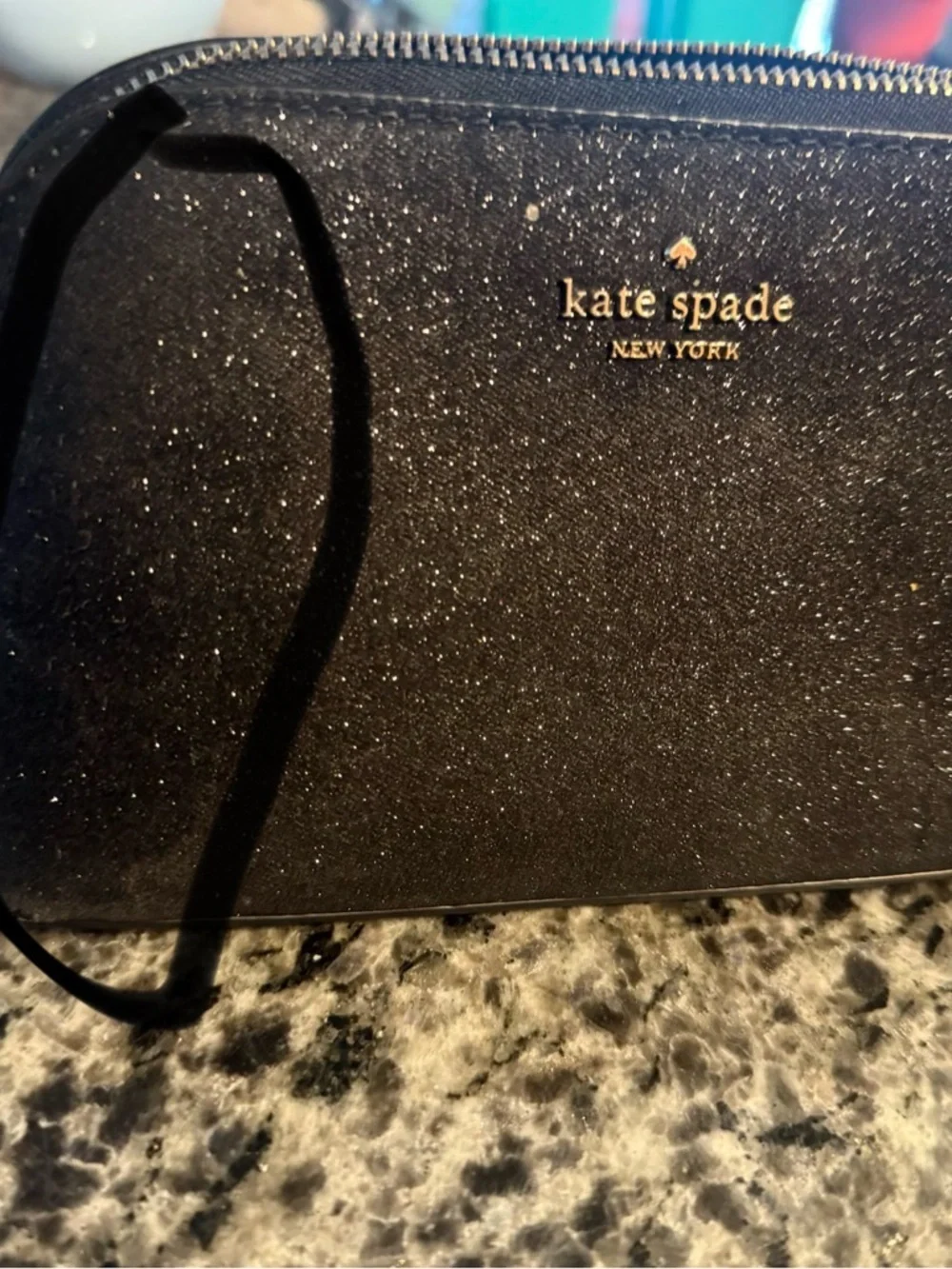Kate Spade New York Dome Shimmery Glitter Fabric Small Cosmetic Bag